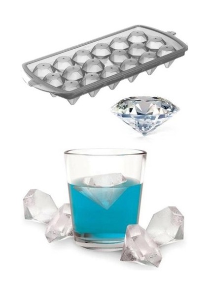 Diamond Elmas Şeklinde Buz Kalıbı 18 Bölmeli modelleri