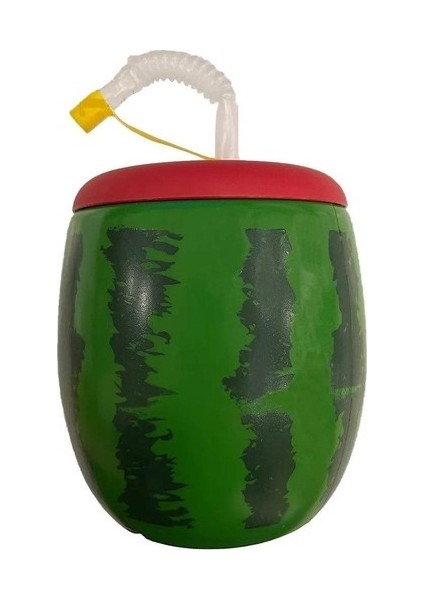 Oz cm ax Karpuz Tasarımlı Pipetli Suluk 900 ml