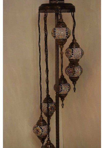 Lambader Çoklu Elişi Sarkıt Camlı,mozaik Ayaklı Lambader,dekoratif Köşe Lambası Model 2