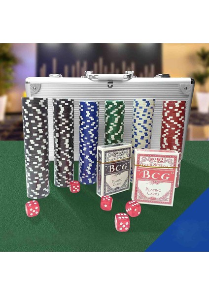 Profesyonel Poker Seti – 300 Çipli, Metal Çantalı, 2 Deste Iskambil Kağıtlı, Zarlı, Özel Üretim Lüks Casino ve Texas Hold’em Oyun Takımı Vıp Seri