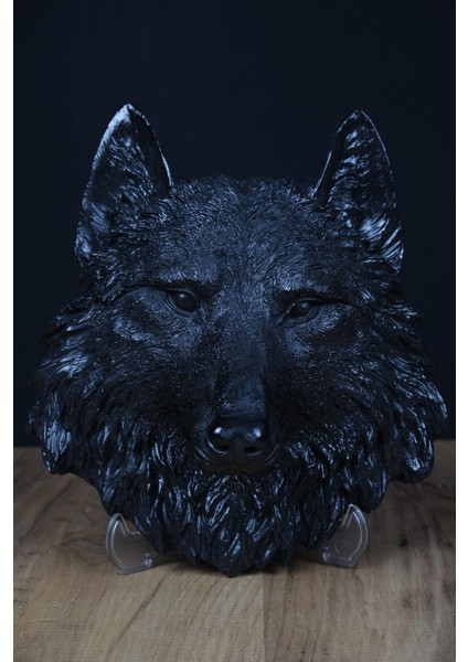 Siyah Kurt Başı Heykel / Kurt Kafası Heykel