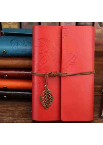 Deri Kapaklı Bağcıklı Defter – Retro Vintage Tarz, Eskitme Sayfalar, Yaprak Desenli, Çizgisiz Spiralli Günlük, Hatıra, Not, Anı Ajanda Defteri Zarif Hediyelik indirimleri