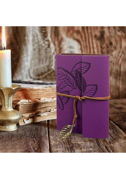 Deri Kapaklı Bağcıklı Defter – Retro Vintage Tarz, Eskitme Sayfalar, Yaprak Desenli, Çizgisiz Spiralli Günlük, Hatıra, Not, Anı Ajanda Defteri Zarif Hediyelik fiyatları