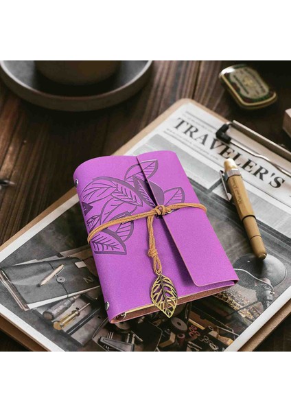 Deri Kapaklı Bağcıklı Defter – Retro Vintage Tarz, Eskitme Sayfalar, Yaprak Desenli, Çizgisiz Spiralli Günlük, Hatıra, Not, Anı Ajanda Defteri Zarif Hediyelik modelleri