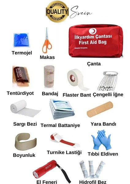 Lüks Ilk Yardım Çantası Deprem Afet Acil Durum Müdahale Kiti Araç Ev Işyeri Yerli Üretim Ecza Çanta