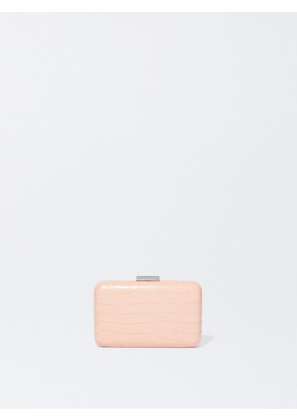 Deri Efektli Party Clutch Çanta
