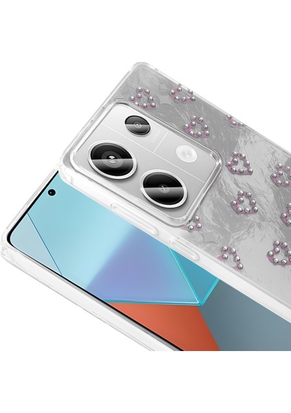 Xiaomi Redmi Note 13 Pro 4g Kılıf Kamera Korumalı Kalp Deseni Parıltılı Parçacıklı Slikon Kapak fiyatları
