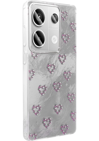 Xiaomi Redmi Note 13 Pro 4g Kılıf Kamera Korumalı Kalp Deseni Parıltılı Parçacıklı Slikon Kapak modelleri