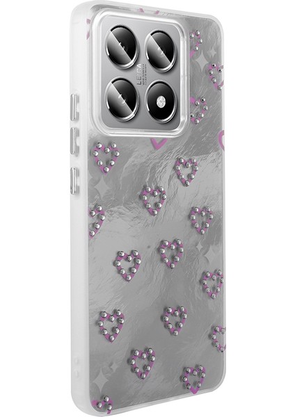 Xiaomi Mi 14T Uyumlu Kılıf Kamera Korumalı Kalp Desenli Parıltılı Parçacıklı Slikon Kapak modelleri