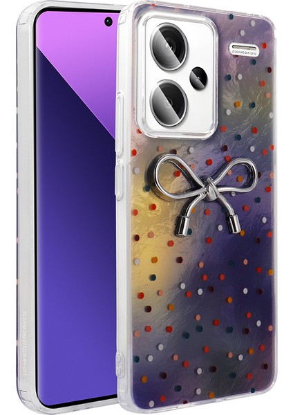 Xiaomi Redmi Note 13 Pro Plus Kılıf Kamera Korumalı Kurdele Deseni Parıltılı Parçacıklı Slikon Kapak