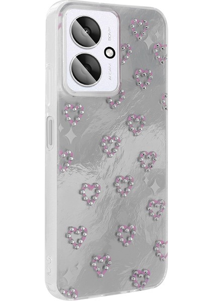 Xiaomi Poco C65 Uyumlu Kılıf Kamera Korumalı Kalp Deseni Parıltılı Parçacıklı Slikon Kapak modelleri