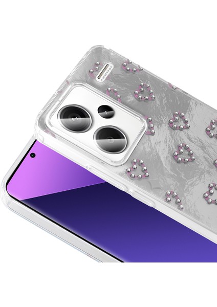 Xiaomi Redmi Note 13 Pro Plus Kılıf Kamera Korumalı Kalp Deseni Parıltılı Parçacıklı Slikon Kapak fiyatları