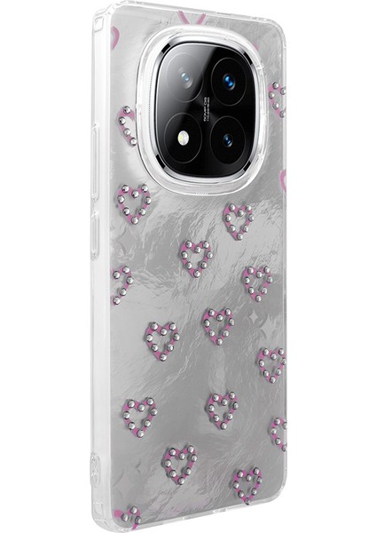 Xiaomi Redmi Note 14 Pro Plus Kılıf Kamera Korumalı Kalp Deseni Parıltılı Parçacıklı Slikon Kapak modelleri