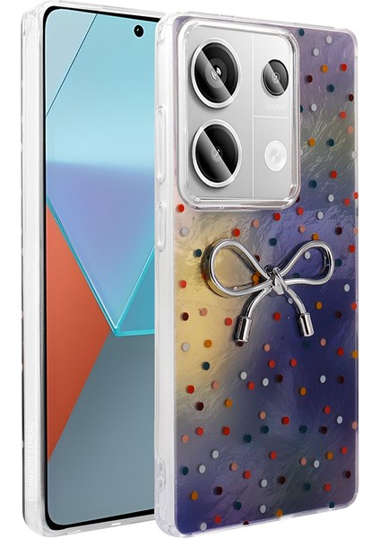 Xiaomi Redmi Note 13 Pro 4g Kılıf Kamera Korumalı Kurdele Deseni Parıltılı Parçacıklı Slikon Kapak