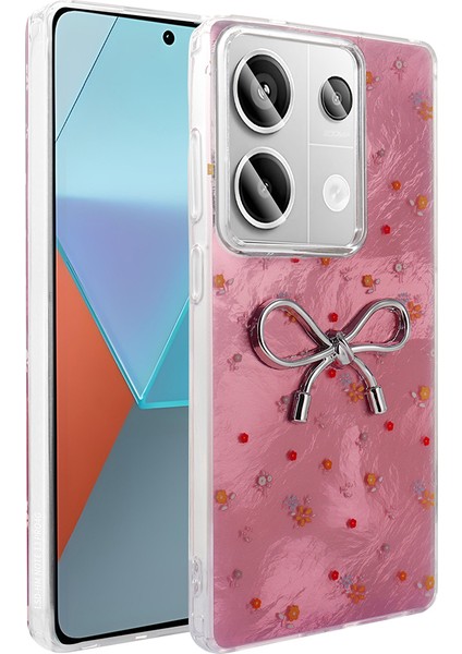 Xiaomi Redmi Note 13 Pro 4g Kılıf Kamera Korumalı Kurdele Deseni Parıltılı Parçacıklı Slikon Kapak