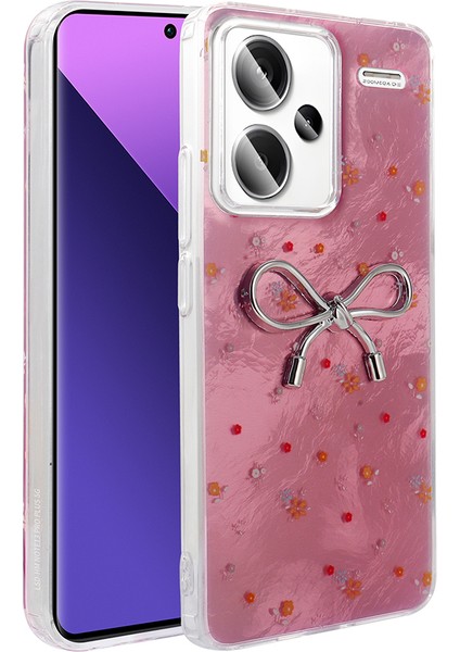 Xiaomi Redmi Note 13 Pro Plus Kılıf Kamera Korumalı Kurdele Deseni Parıltılı Parçacıklı Slikon Kapak