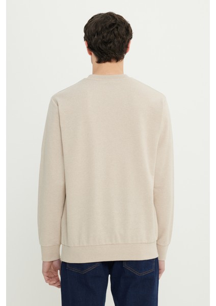 Standart Fit Normal Kesim 2 Iplik Recycle Pamuklu Bisiklet Yaka Sweatshirt