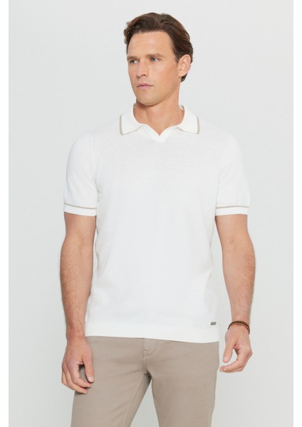 %100 Pamuk Standart Fit Normal Kesim Polo Yaka Triko Tişört