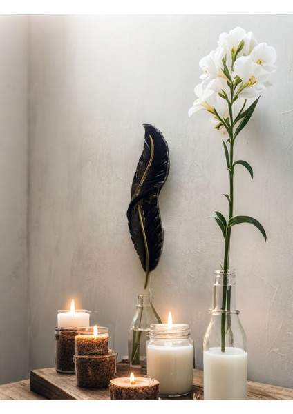 Tüy Aplik Ledli Pilli Dekoratif Duvar Aydınlatma - Şık ve Modern Tasarım - (60*16 cm )
