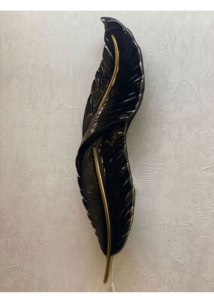Tüy Aplik Ledli Pilli Dekoratif Duvar Aydınlatma - Şık ve Modern Tasarım - (60*16 cm )