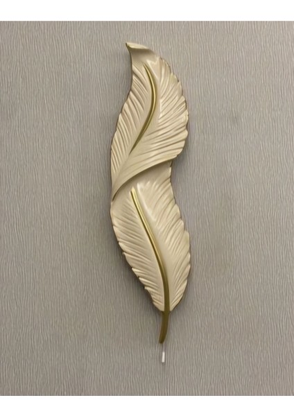 Tüy Aplik Led'li Pilli Dekoratif Duvar Aydınlatma Bej-Gold 60*16 cm