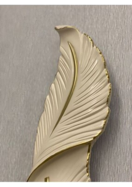 Tüy Aplik Led'li Pilli Dekoratif Duvar Aydınlatma Bej-Gold 60*16 cm