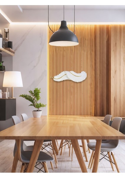 Tüy Aplik Ledli Dekoratif Duvar Aydınlatma - Şık ve Modern Tasarım - Kolay Montaj (116*34 cm )