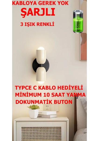 Nordic Şarjlı Dimmerlı Dokunmatik Aplik