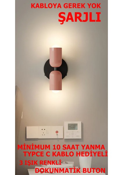 Nordic Şarjlı Dimmerlı Dokunmatik Aplik