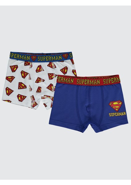 Süperman Erkek Çocuk 2'li Boxer Set 2-10 Yaş Mavi