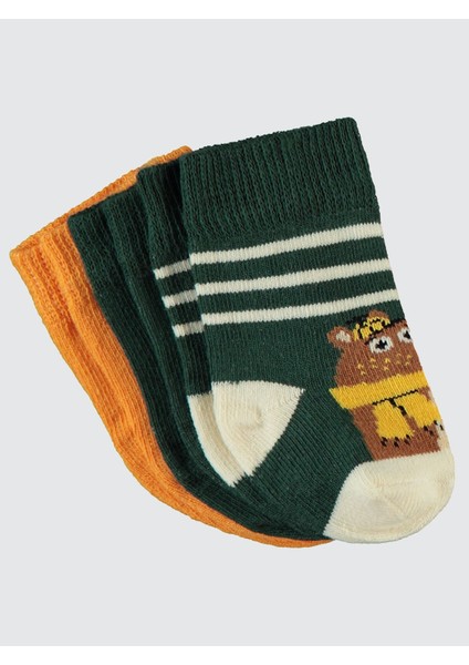 Erkek Bebek 3'lü Çorap Set 6-18 Ay Haki