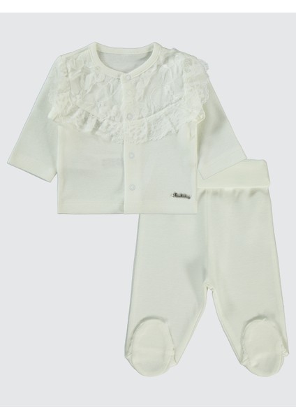 Kız Bebek Pijama Takımı Ekru
