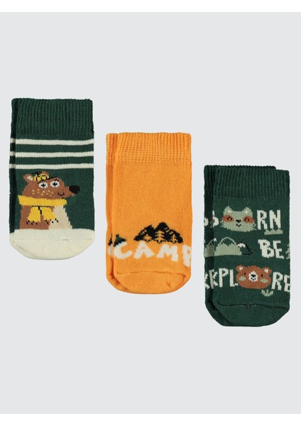 Erkek Bebek 3'lü Çorap Set 6-18 Ay Haki