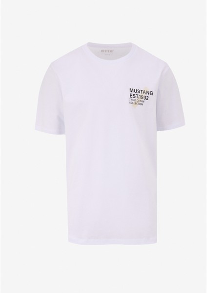 Bisiklet Yaka Baskılı Beyaz Erkek T-Shirt M5SM-TST1929