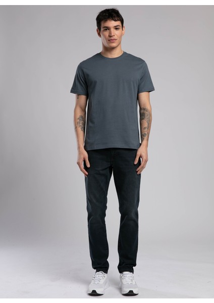 Bisiklet Yaka Indigo Erkek T-Shirt 252 Lcm 242003 Baselo Indigo