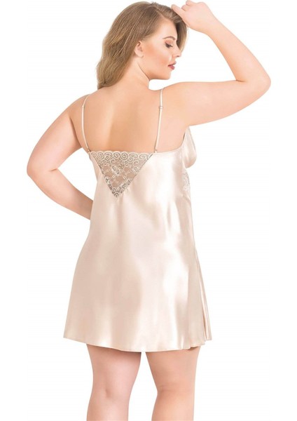 Arias Closet Büyük Beden Fildişi Kısa Saten Gecelik OZN-13973 fiyatları