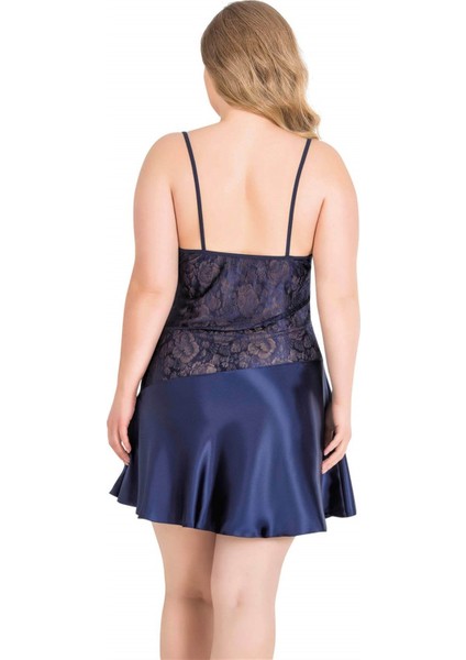 Arias Closet Büyük Beden Lacivert Kısa Saten Gecelik OZN-14024 fiyatları