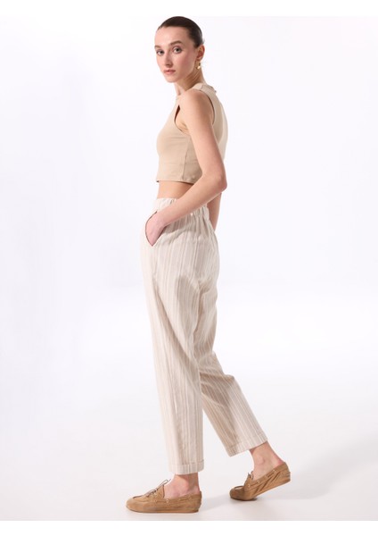 Lastikli Bel Rahat Beyaz - Bej Kadın Pantolon FC5SL-PNT0057 fiyatları