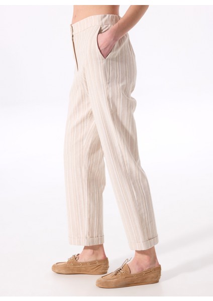 Lastikli Bel Rahat Beyaz - Bej Kadın Pantolon FC5SL-PNT0057 modelleri