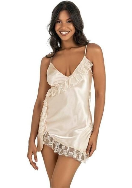Arias Closet Fildişi Kısa Saten Gecelik 8229 OZN-22712