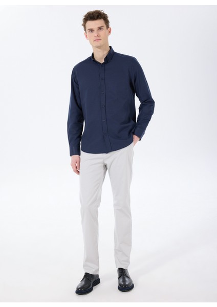 Basic Düğmeli Yaka Düz Lacivert Erkek Gömlek Maydos 503 fiyatları
