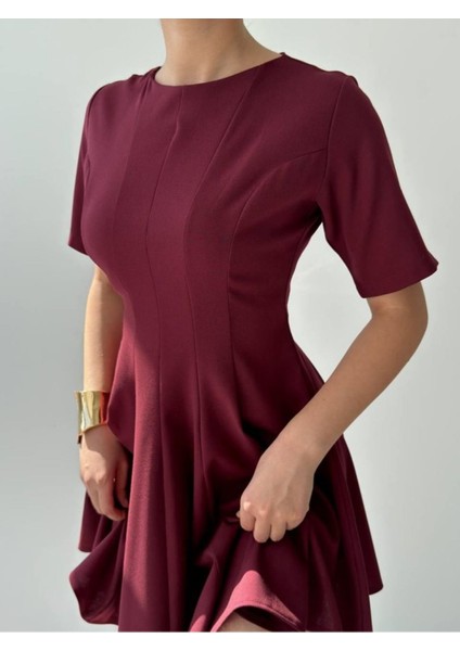 Butik Crem Pliseli Elbise