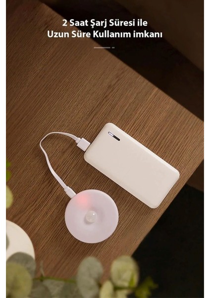 Hareket Sensörlü USB Şarjlı LED Işık Lamba-Oda, Mutfak, Salon ve Merdiven Işıklandırma 5 Adet