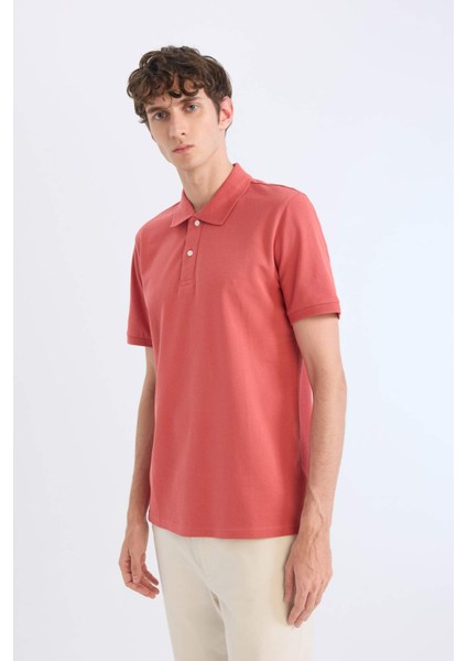 %100 Pamuk Regular Fit Polo Yaka Kısa Kollu Basic Düz Pike Kumaş Tişört C1293AX25SP fırsatları