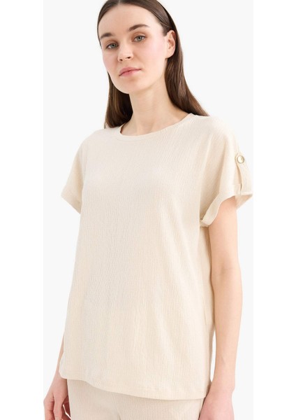 Regular Fit Bisiklet Yaka Basic Düz Kısa Kollu Tişört D3198AX25SP