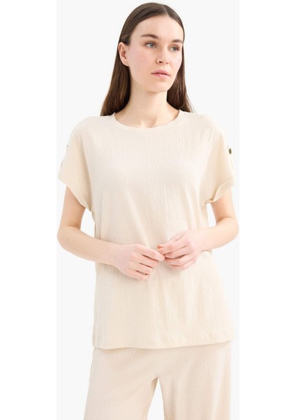 Regular Fit Bisiklet Yaka Basic Düz Kısa Kollu Tişört D3198AX25SP