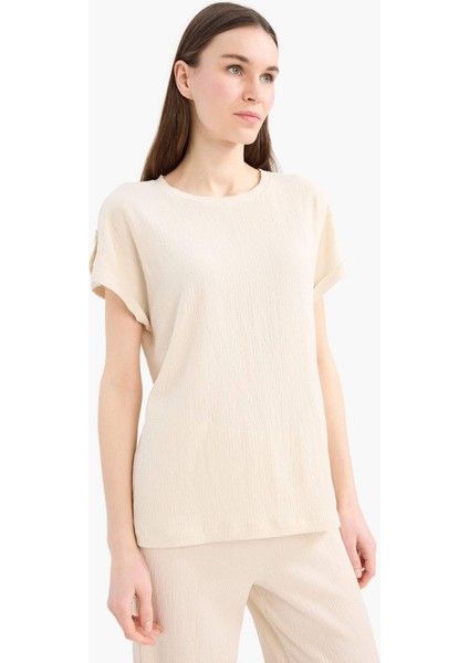 Regular Fit Bisiklet Yaka Basic Düz Kısa Kollu Tişört D3198AX25SP