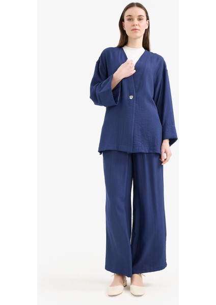 Wide Leg Krinkıl Kumaş Geniş Paça Palazzo Pantolon E7978AX25SM