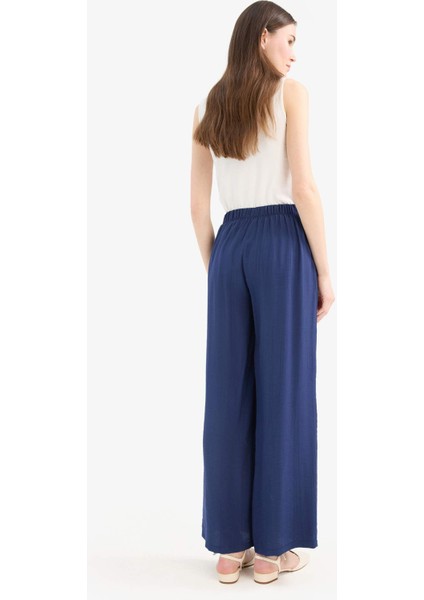 Wide Leg Krinkıl Kumaş Geniş Paça Palazzo Pantolon E7978AX25SM
