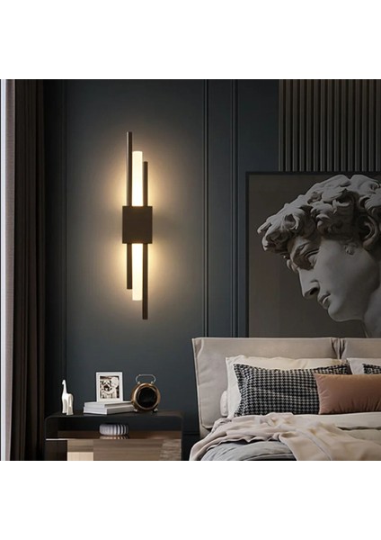 Zr Aydınlatma Siyah 6500K 50 cm Akrilikli Boru Duvar Lambası,led Aplik